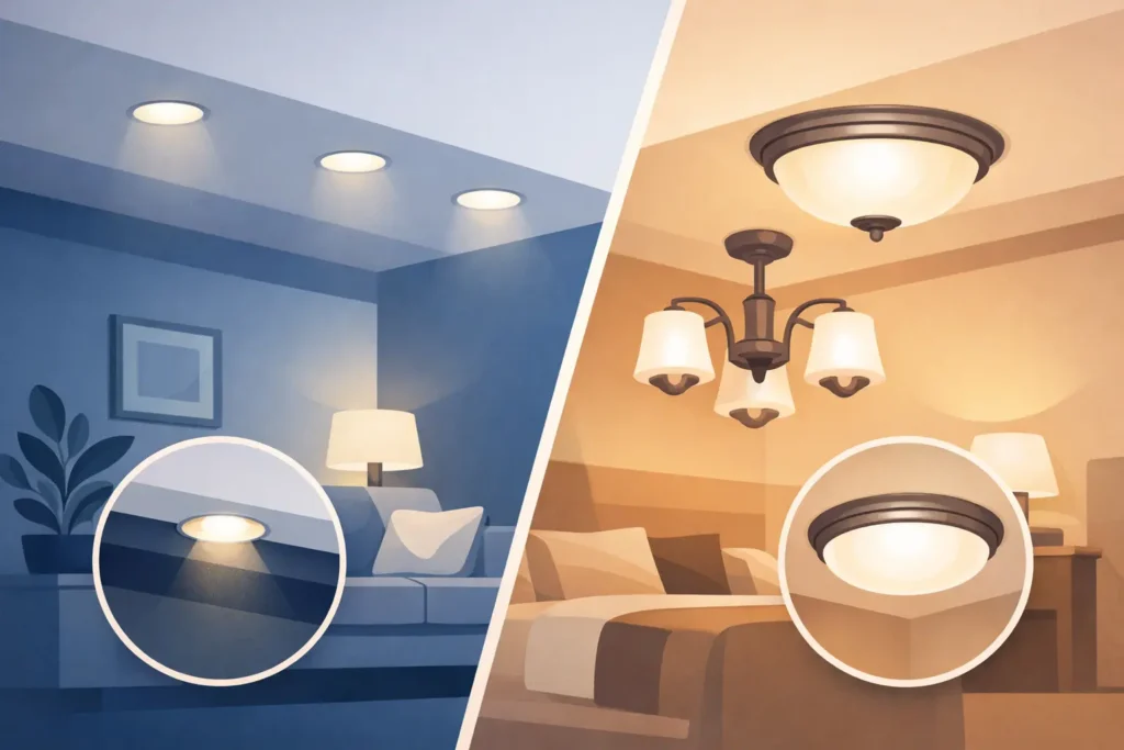 Recessed Lighting vs Ceiling Fixtures Compared